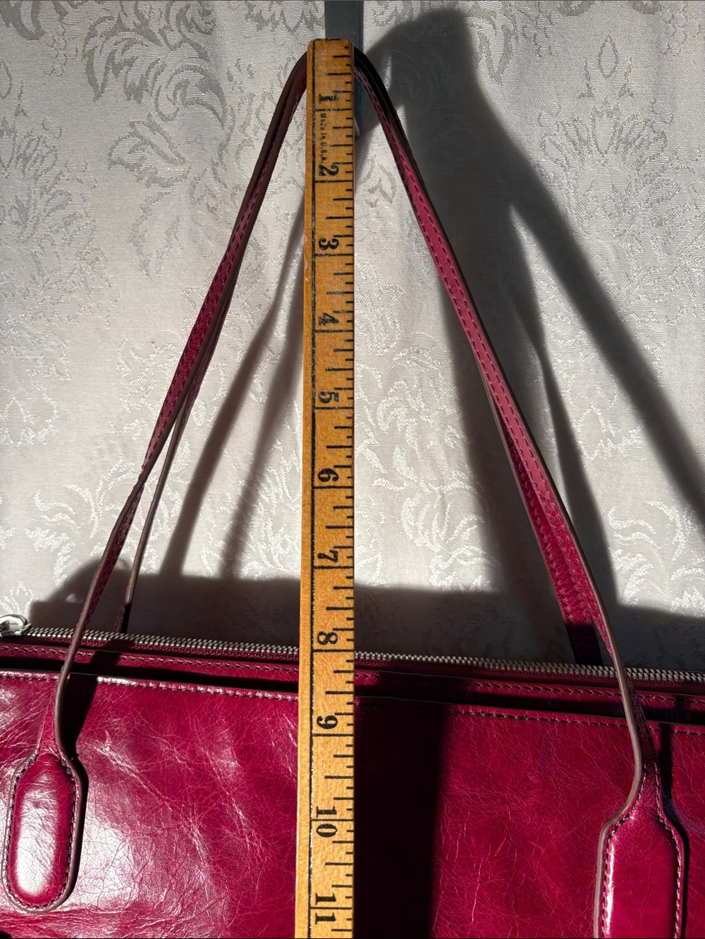 HOBO Leather Tote in Deep Raspberry - Picture 3 of 15